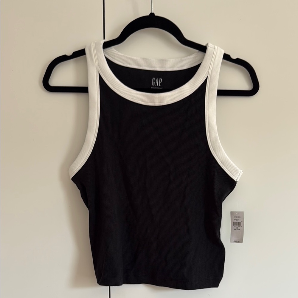GAP Black and White Fitted Crop Tank Top